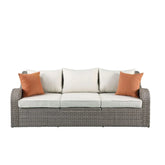 Salena Beige Fabric & Gray Wicker Patio Sofa & Ottoman Model 45010 By ACME Furniture